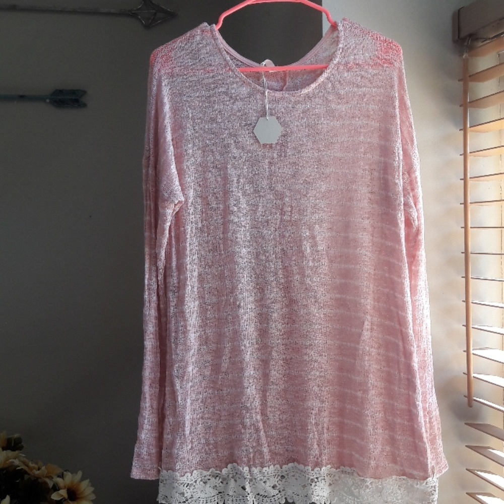 Pink blush sweater with button down back